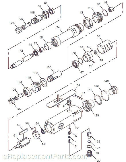 Page A Diagram and Parts List for CP860 T019704 Chicago Pneumatic Angle Grinder